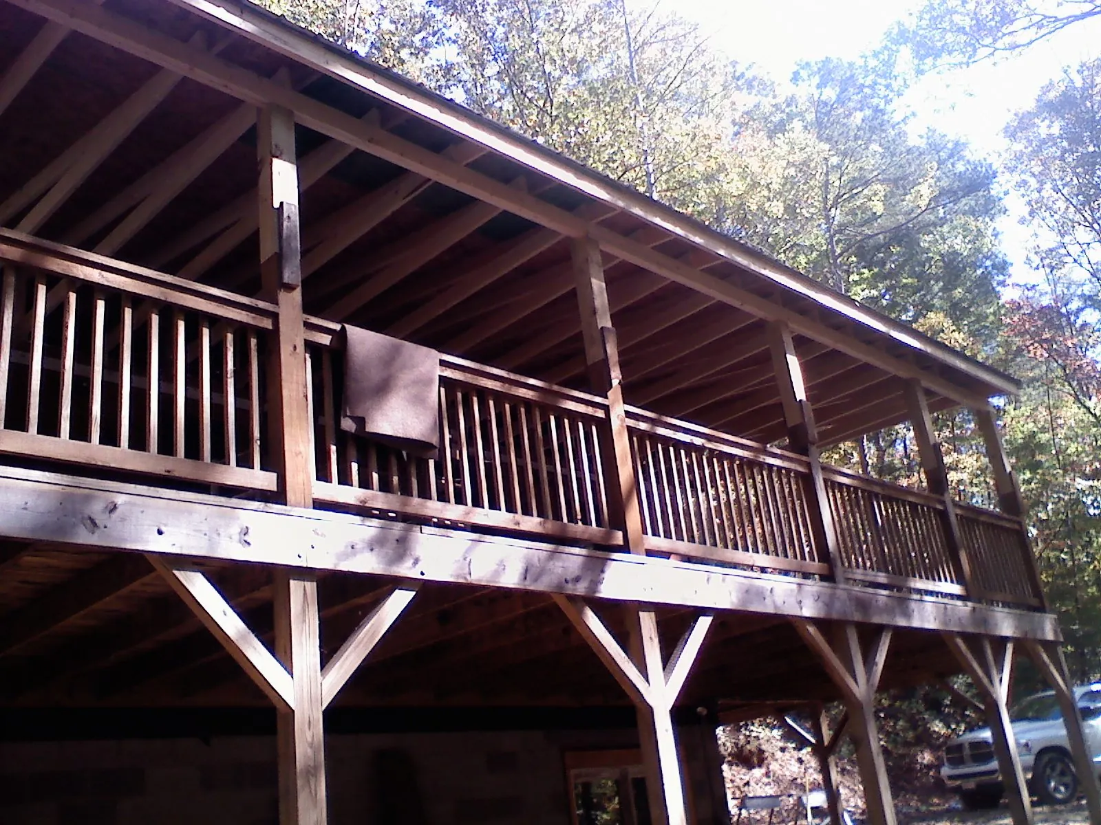 Timber framing under a new elevated porch and deck — Roof Leak Repair in Voluntown by Roofing Brothers