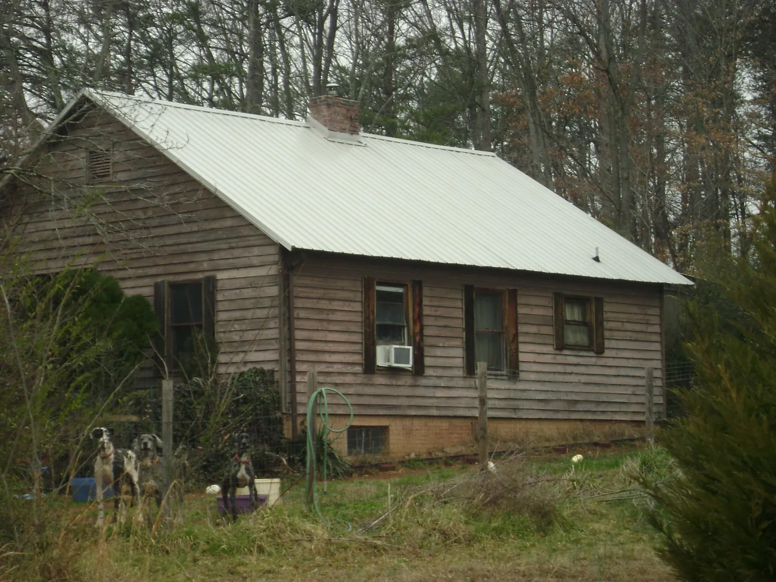 White metal roof on an old wood sided farmhouse, from a Asphalt Shingle Roof Repair job in Voluntown